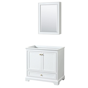 Wyndham Collection Deborah 36&quot No-Sink Wood Single Bathroom Vanity in White/Gold
