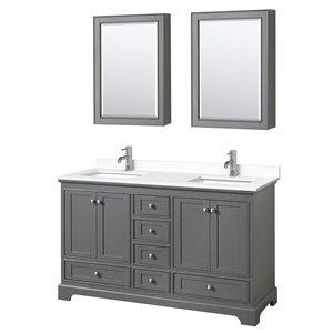 Wyndham Collection Deborah 60&quot Wood Double Bathroom Vanity in Dark Gray/Chrome