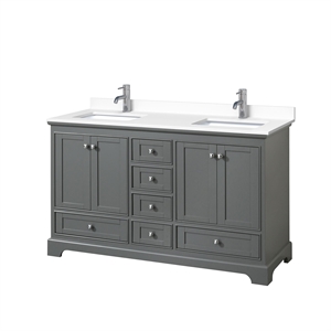 Wyndham Collection Deborah 60&quot Wood Double Bathroom Vanity in Gray/Chrome