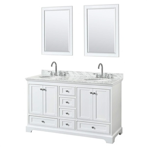 Wyndham Collection Deborah 60&quot Oval Sinks Wood Double Bathroom Vanity in White