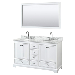 Wyndham Collection Deborah 60&quot Oval-Sinks Wood Double Bathroom Vanity in White