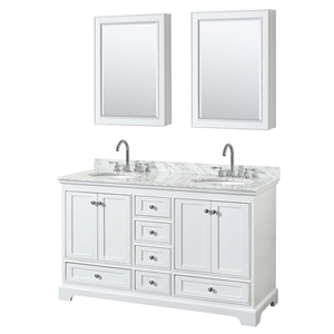 Wyndham Collection Deborah 60&quot Oval-Sink Wood Double Bathroom Vanity in White