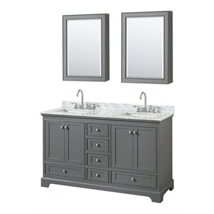 Wyndham Collection Deborah 60&quot Square Sink Wood Double Bathroom Vanity in Gray