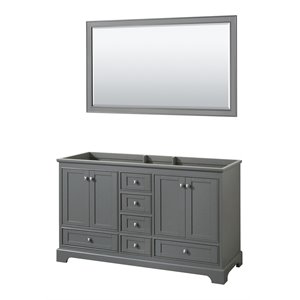 Wyndham Collection Deborah 60&quot No-Sinks Wood Double Bathroom Vanity in Gray
