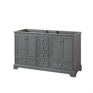 Wyndham Collection Deborah 60&quot No-Sink Wood Double Bathroom Vanity in Gray