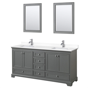 Wyndham Collection Deborah 72&quot Wood Double Bathroom Vanity in Dark Gray/Chrome