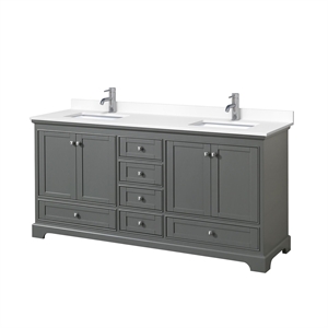 Wyndham Collection Deborah 72&quot Wood Double Bathroom Vanity in Gray/Chrome