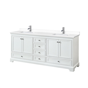Wyndham Collection Deborah 80&quot Wood Double Bathroom Vanity in White/Chrome