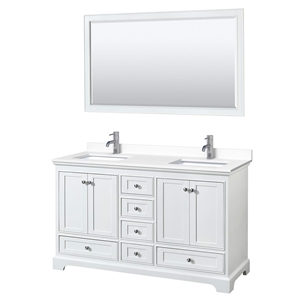 Wyndham Collection Deborah 60&quot Plywood Double Bathroom Vanity in White/Chrome