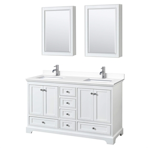 Wyndham Collection Deborah 60&quot Cabinets Wood Double Bathroom Vanity in White