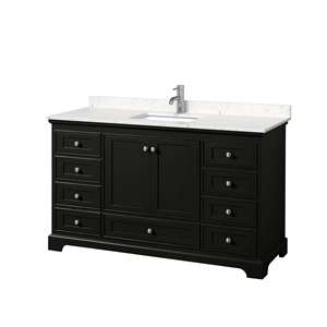 Wyndham Collection Deborah 60&quot Marble Single Bathroom Vanity in Chrome/Espresso