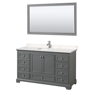 Wyndham Collection Deborah 60&quot Square Sink Wood Single Bathroom Vanity in Gray
