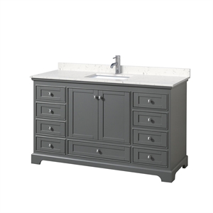 Wyndham Collection Deborah 60&quot No Mirror Wood Single Bathroom Vanity in Gray