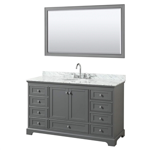 Wyndham Collection Deborah 60&quot Oval Sink Wood Single Bathroom Vanity in Gray