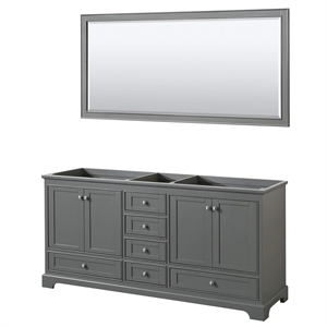 Wyndham Collection Deborah 72&quot No-Sinks Wood Double Bathroom Vanity in Gray