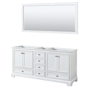 Wyndham Collection Deborah 72&quot No-Sinks Wood Double Bathroom Vanity in White
