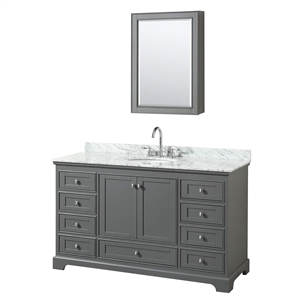 Wyndham Collection Deborah 60&quot Oval-Sink Wood Single Bathroom Vanity in Gray