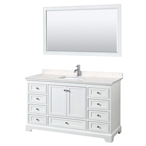 Wyndham Collection Deborah 60&quot Light-Vein Wood Single Bathroom Vanity in White