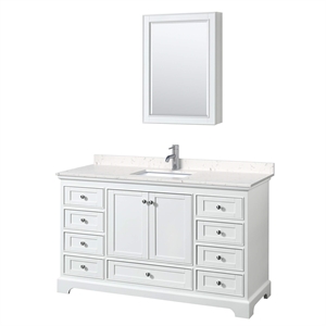 Wyndham Collection Deborah 60&quot Light Vein Wood Single Bathroom Vanity in White