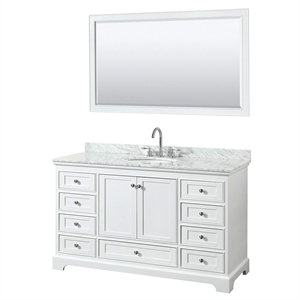 Wyndham Collection Deborah 60&quot Oval Sink Wood Single Bathroom Vanity in White