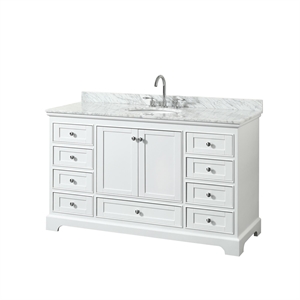 Wyndham Collection Deborah 60&quot No-Mirror Wood Single Bathroom Vanity in White