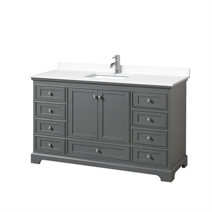 Wyndham Collection Deborah 60&quot No-Mirror Wood Single Bathroom Vanity in Gray