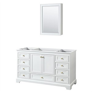 Wyndham Collection Deborah 60&quot No Sink Wood Single Bathroom Vanity in Gold/White