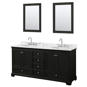 Wyndham Collection Deborah 72&quot Oval Sink Wood Double Bathroom Vanity in Espresso