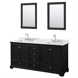 Wyndham Collection Deborah 72&quot Mirrors Wood Double Bathroom Vanity in Espresso