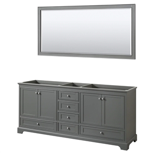 Wyndham Collection Deborah 80&quot No-Sinks Wood Double Bathroom Vanity in Gray