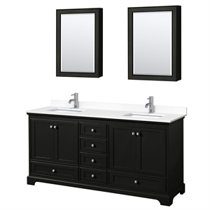Wyndham Collection Deborah 72&quot Wood Double Bathroom Vanity in Chrome/Espresso