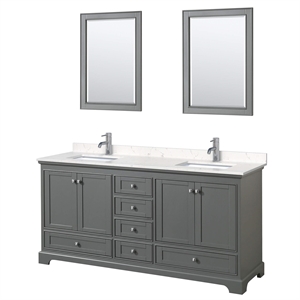Wyndham Collection Deborah 72&quot Light-Vein Wood Double Bathroom Vanity in Gray