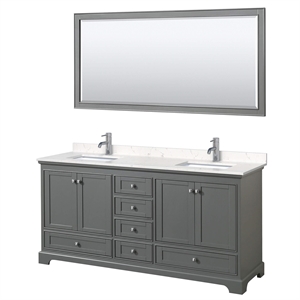 Wyndham Collection Deborah 72&quot Light Vein Wood Double Bathroom Vanity in Gray