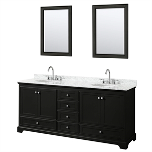 Wyndham Collection Deborah 80&quot Oval Sink Wood Double Bathroom Vanity in Espresso