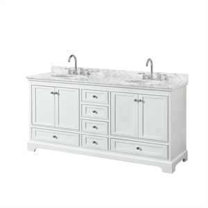 Wyndham Collection Deborah 72&quot Oval-Sinks Wood Double Bathroom Vanity in White