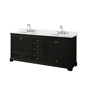 Wyndham Collection Deborah 80&quot No Mirror Wood Double Bathroom Vanity in Espresso