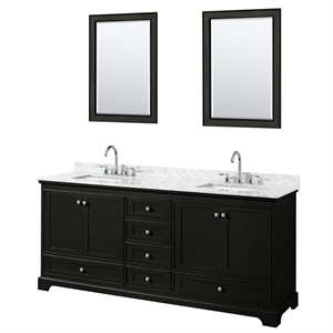 Wyndham Collection Deborah 80&quot Mirrors Wood Double Bathroom Vanity in Espresso