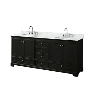 Wyndham Collection Deborah 80&quot No-Mirror Wood Double Bathroom Vanity in Espresso