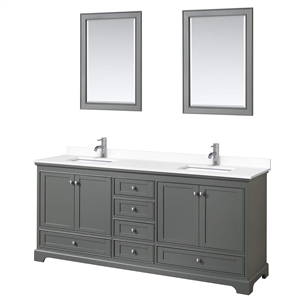 Wyndham Collection Deborah 80&quot Wood Double Bathroom Vanity in Dark Gray/Chrome