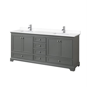 Wyndham Collection Deborah 80&quot Wood Double Bathroom Vanity in Gray/Chrome