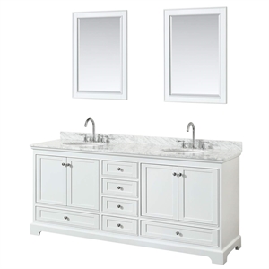 Wyndham Collection Deborah 80&quot Oval Sinks Wood Double Bathroom Vanity in White