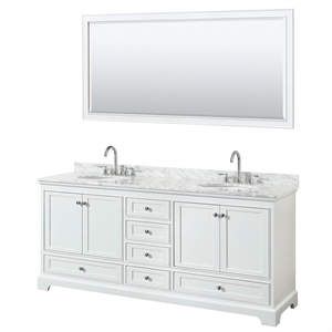 Wyndham Collection Deborah 80&quot Oval-Sinks Wood Double Bathroom Vanity in White