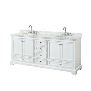 Wyndham Collection Deborah 80&quot Oval-Sink Wood Double Bathroom Vanity in White