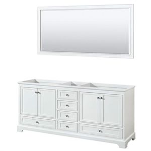Wyndham Collection Deborah 80&quot No-Sinks Wood Double Bathroom Vanity in White