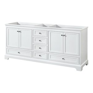 Wyndham Collection Deborah 80&quot No Mirrors Wood Double Bathroom Vanity in White