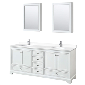Wyndham Collection Deborah 80&quot Plywood Double Bathroom Vanity in White/Chrome