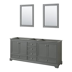 Wyndham Collection Deborah 80&quot No Sinks Wood Double Bathroom Vanity in Gray