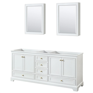 Wyndham Collection Deborah 80&quot No-Sink Wood Double Bathroom Vanity in White/Gold