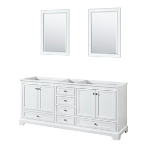 Wyndham Collection Deborah 80&quot No Sinks Wood Double Bathroom Vanity in White