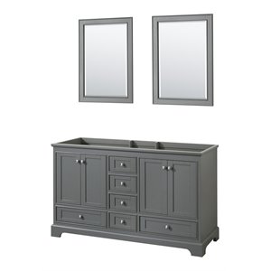 Wyndham Collection Deborah 60&quot No Sinks Wood Double Bathroom Vanity in Gray